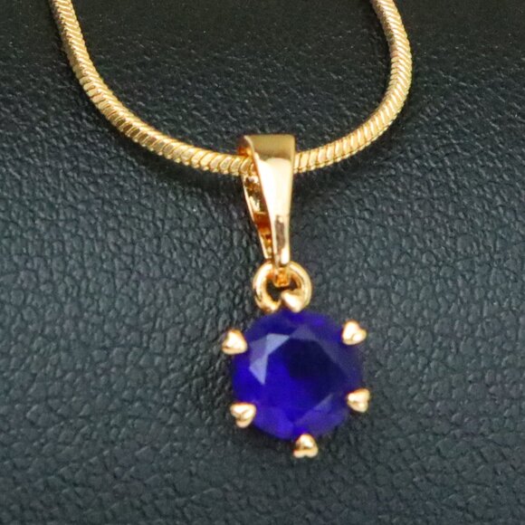 "Round Blue Pendant in Rose Gold Plating – Petite Charm, XPPT1851 - Picture 1 of 13